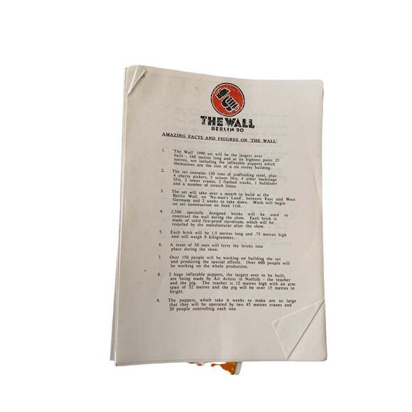 Roger Waters 1990 The Wall Concert Program Book Memorial Fund - Picture 7 of 7